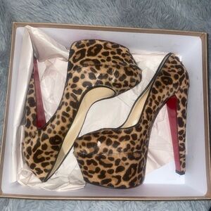 Christian Louboutin Leopard Print Pony Hair Platforms